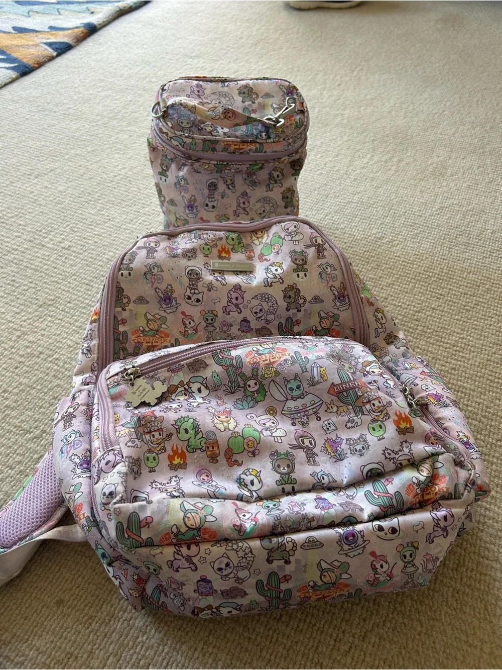tokidoki Pink Character Print Backpack and Lunch Bag Duo